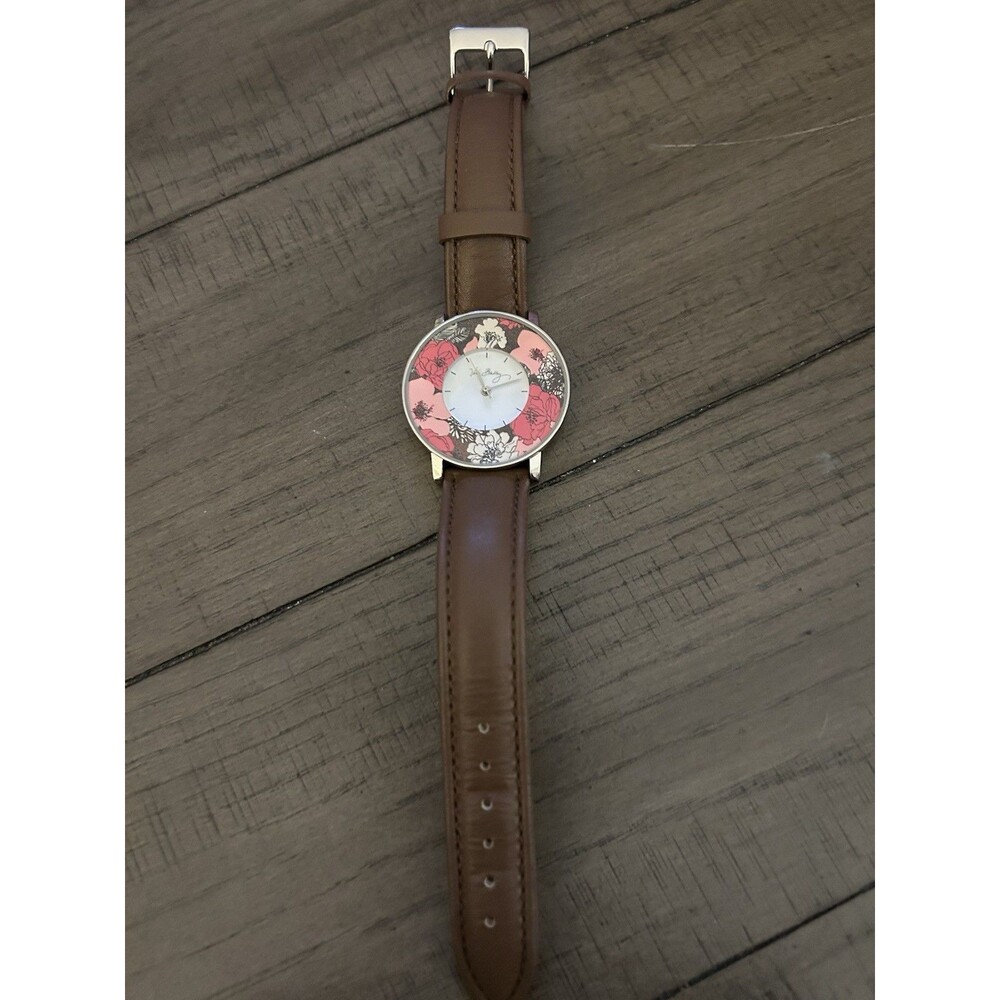 Vera Bradley Women's Brown/Pink Floral Quartz Watch Leather Band New In Box